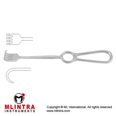 Kocher Retractor 4 Semi Sharp Prongs Stainless Steel, 22 cm - 8 3/4"